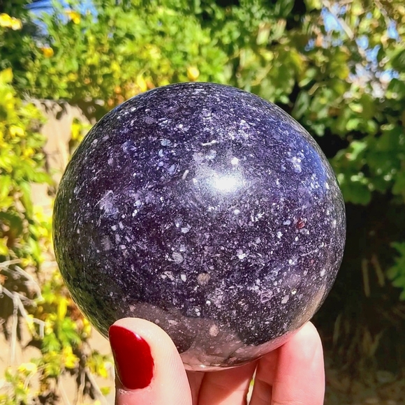 Big Ultra Sparkly Dark Purple Lepidolite Sphere - Picture 1 of 17
